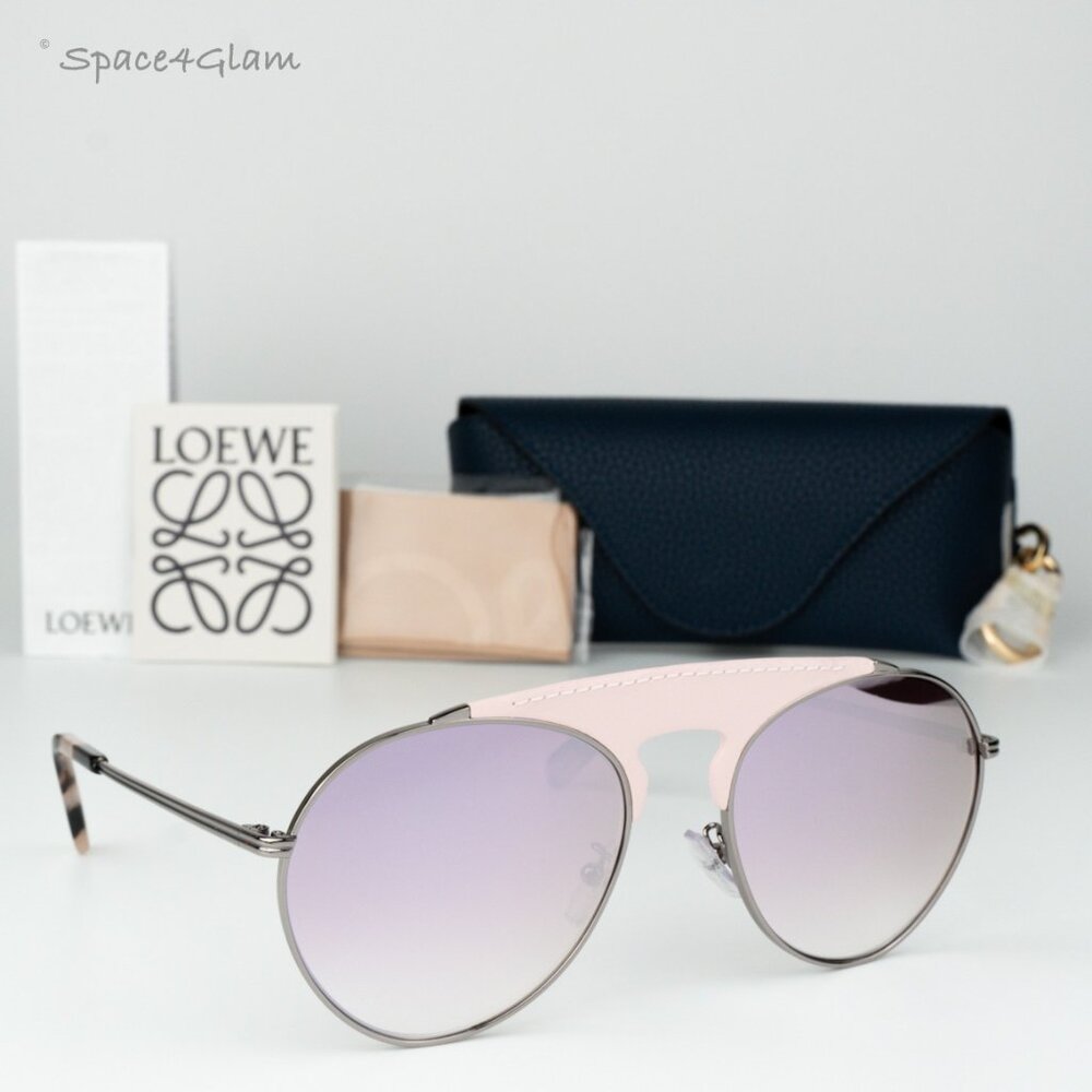 Loewe Women Sunglasses LW40005U 14U Pink Leather Bordeaux Mirror Pilot BRAND NEW